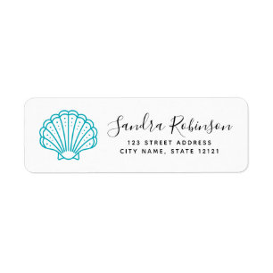 Seashelltürkisaqua-Strand-Rücksendeadresse