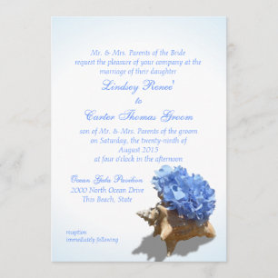 Seashore Blue Hydrangea Wedding Einladung