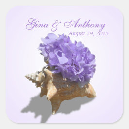 Seashore Hydrangea Lila Quadratischer Aufkleber
