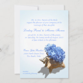 Seashore Hydrangea und Muschel Wedding Einladung