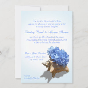 Seashore Hydrangea und Muschel Wedding Einladung