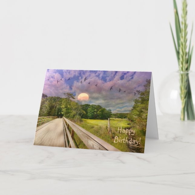 Seashore Marsh Sunset Geburtstag Karte (Vorderseite)