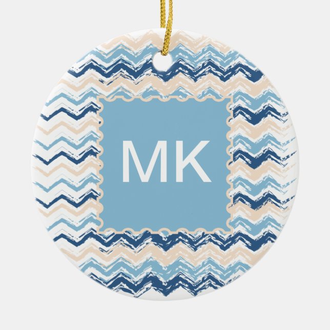 Seashore Scribble ZigZag Keramik Ornament (Vorne)