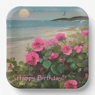 Seashore Wild Rose Geburtstag Pappteller