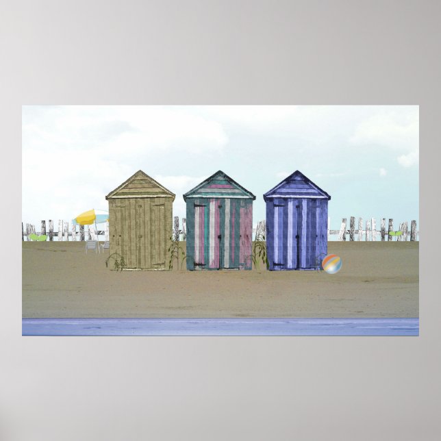 Seaside and Beach Huts Art Poster (Vorne)