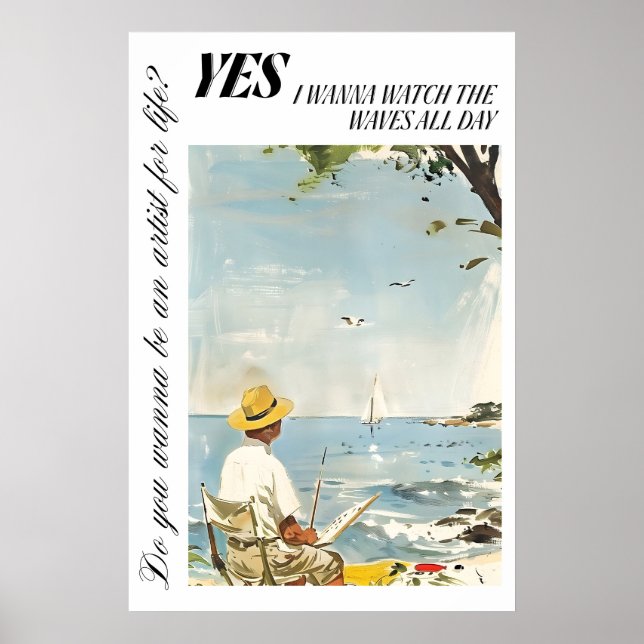 Seaside Artist Poster Ocean View Wall Art (Vorne)