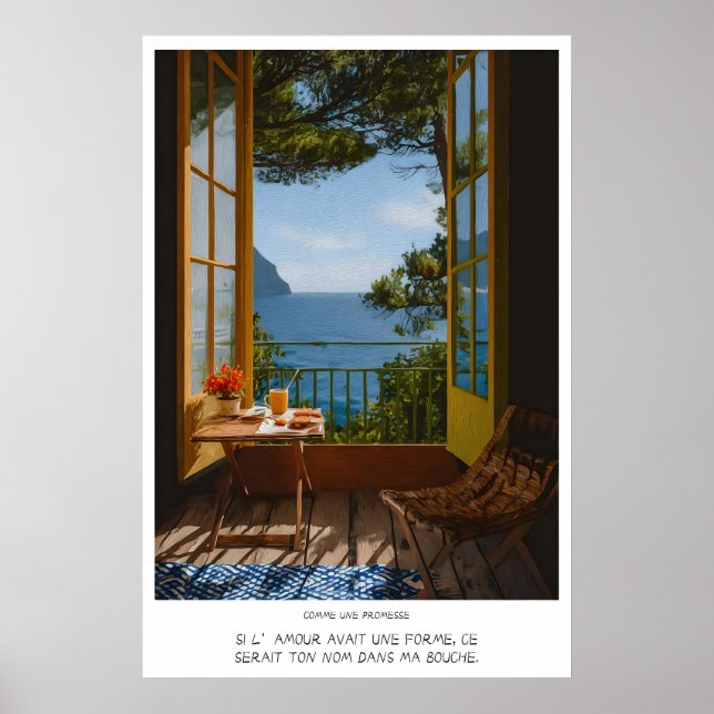 Seaside Balcony Wall Art Print - Romantic Morning Poster (Vorne)