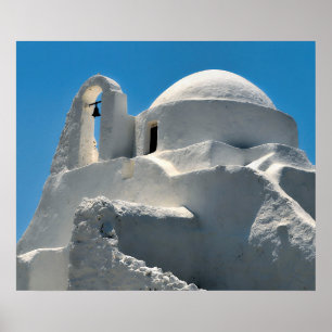 Seaside Church in Mykonos, Griechenland Reisen Poster