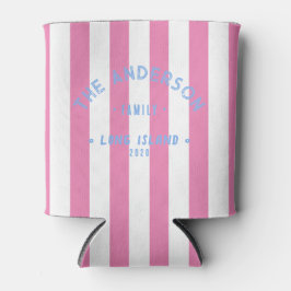 Seaside Clean Pink Streifen & Familienname Dosenkühler