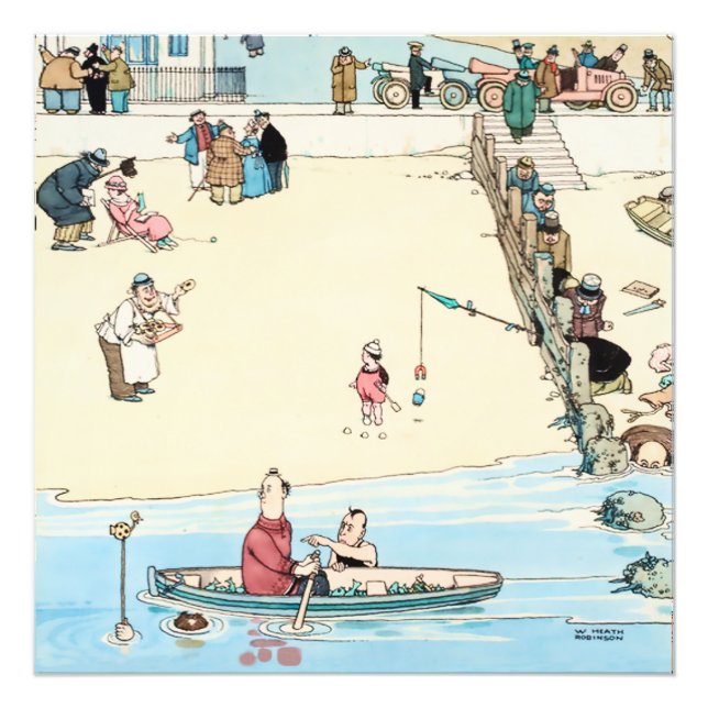 "Seaside Crime" von W Heath Robinson Fotodruck (Vorne)