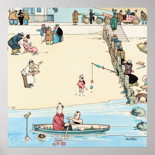 "Seaside Crime" von W Heath Robinson Poster (Vorne)