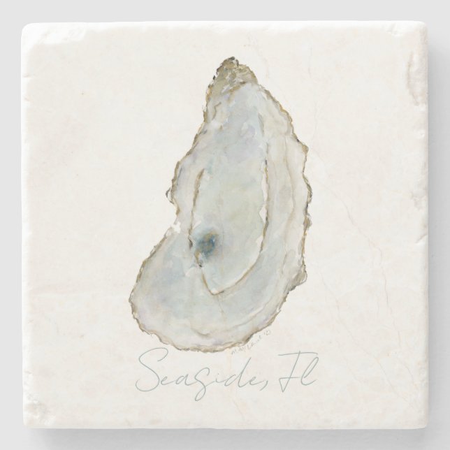 Seaside Florida Watercolor Oyster Steinuntersetzer (Vorderseite)