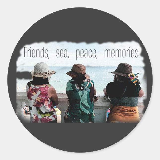 Seaside Friendship Memories Runder Aufkleber (Vorderseite)