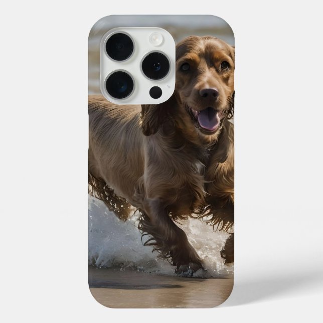 "Seaside Fun: Cocker Spaniel beim Spielen im Ozean Case-Mate iPhone Hülle (Rückseite)