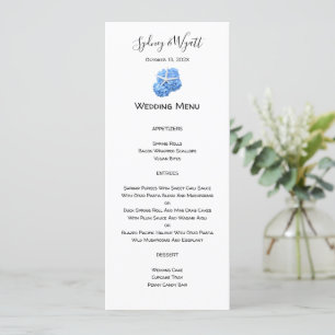 Seaside Garden Blue Tall Wedding Menü Vorlage