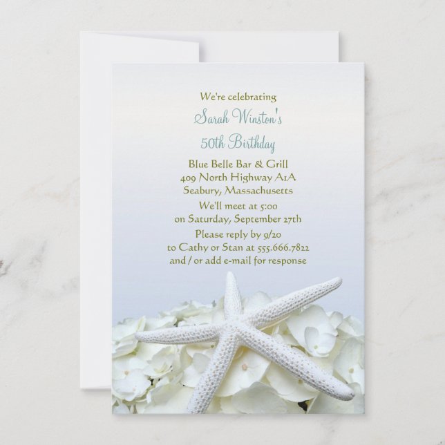 Seaside Garden Starfish Geburtstagsparty Einladung (Vorderseite)