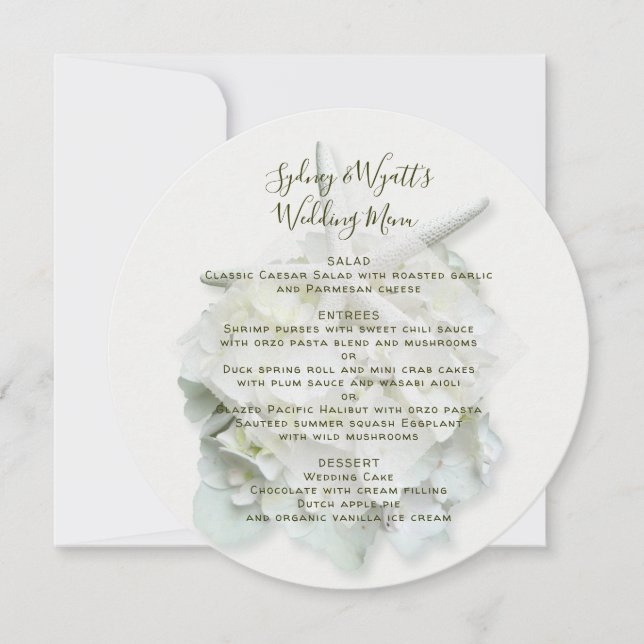 Seaside Garden Wedding Menu Round Template Einladung (Vorderseite)