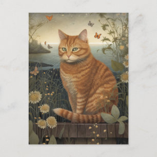 Seaside Ginger Tom Cat Postcard Postkarte