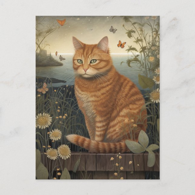 Seaside Ginger Tom Cat Postcard Postkarte (Vorderseite)