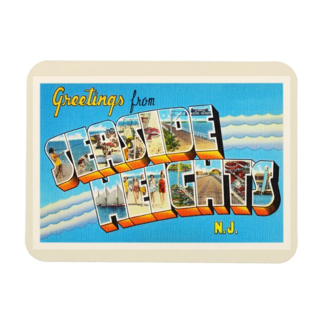 Seaside Heights New Jersey NJ Vintag Postcard- Magnet (Horizontal)