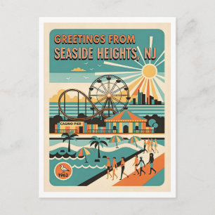 Seaside Heights NJ Retro Jersey Shore Reise Postkarte