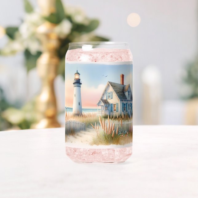 Seaside Lighthouse & Hütte Aquarell Dosenglas (Insitu (Hochzeit))