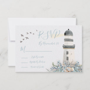 Seaside Lighthouse Wedding Response Cards UAWG RSVP Karte