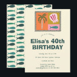 Seaside Modern Niedlich CUSTOM Geburtstagsparty Einladung<br><div class="desc">Perfekte niedliche Karte für eine lustige Einladung! Handgemachte Kunst für Sie! Ideal für einen Strandurlaub oder andere Feierlichkeiten. Vollständig anpassbar! Klicken Sie auf "Personalisieren" oben, um den Text zu bearbeiten. Klicken Sie auf "Bearbeiten mit dem Design-Tool", um die Schriftart, Farben und Platzierungen anzupassen und das Sonnendesign auf der Rückseite zu...</div>