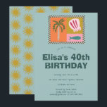 Seaside Modern Niedlich CUSTOM Geburtstagsparty Einladung<br><div class="desc">Perfekte niedliche Karte für eine lustige Einladung! Handgemachte Kunst für Sie! Ideal für einen Strandurlaub oder andere Feierlichkeiten. Vollständig anpassbar! Klicken Sie auf "Personalisieren" oben, um den Text zu bearbeiten. Klicken Sie auf "Bearbeiten mit dem Design-Tool", um die Schriftart, Farben und Platzierungen anzupassen und das Sonnendesign auf der Rückseite zu...</div>