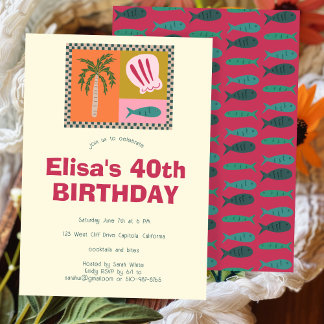 Seaside Modern Niedlich CUSTOM Geburtstagsparty Einladung