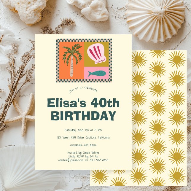 Seaside Modern Niedlich CUSTOM Geburtstagsparty Einladung (Seaside Soiree Modern Cute CUSTOM Birthday Party Invitation
)