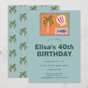 Seaside Modern Niedlich CUSTOM Geburtstagsparty Einladung