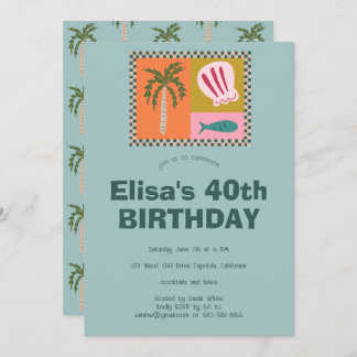 Seaside Modern Niedlich CUSTOM Geburtstagsparty Einladung
