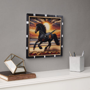 Seaside Morgan Pace: Textured Charred Design Quadratische Wanduhr