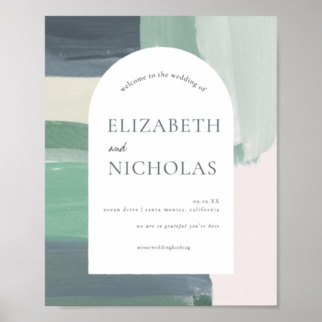 Seaside Ocean Glas | Hochzeitsbegrüßung Poster (Vorne)