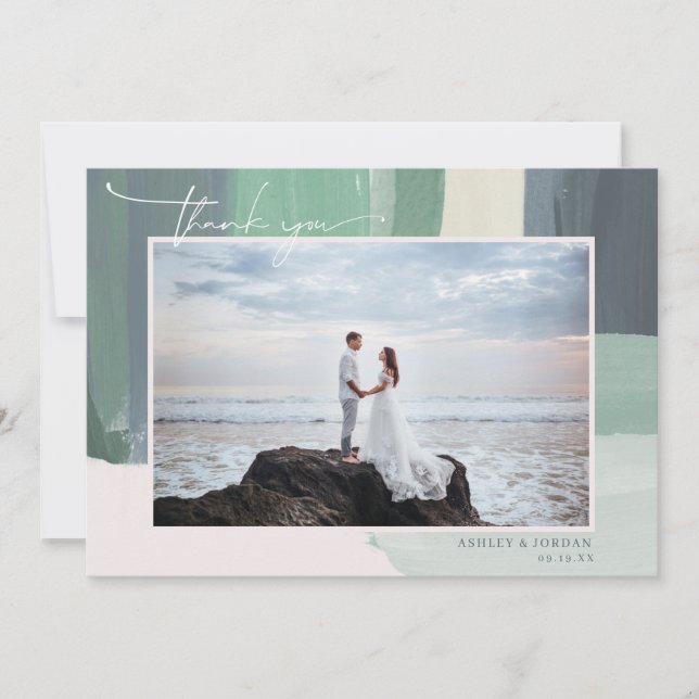 Seaside Ocean Glass | Hochzeitsszenario Foto Viele Dankeskarte (Vorderseite)