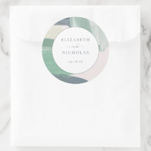 Seaside Ocean Glass   Monografische Hochzeit Runder Aufkleber