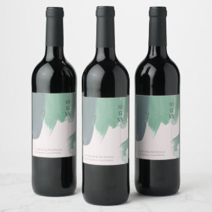 Seaside Ocean Glass Monogram Wedding Wine Label Weinetikett