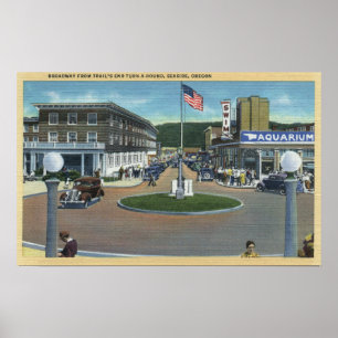 Seaside, Oregon - Broadway from Trail's End Poster