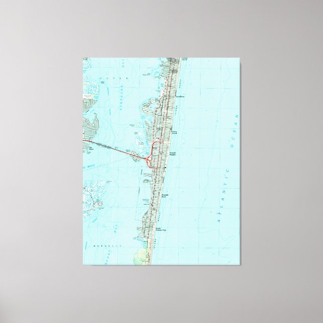 Seaside Park & NJ Shore Map (1989) Leinwanddruck (Vorderseite)