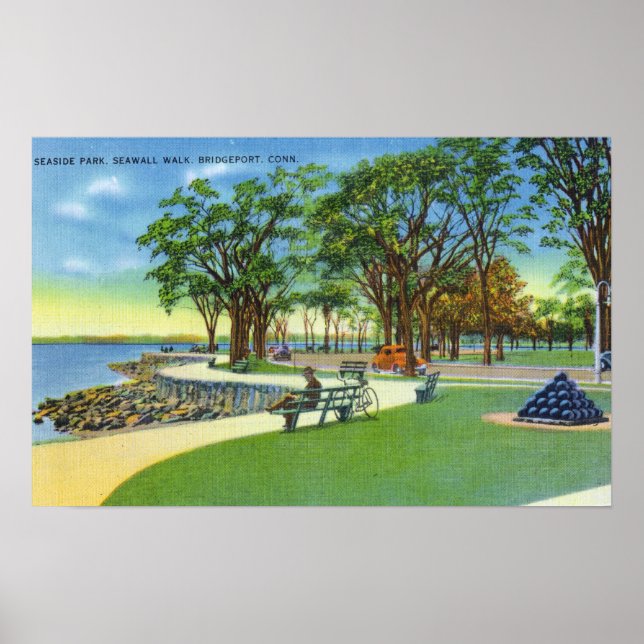 Seaside Park View of the Seawall Walk Poster (Vorne)