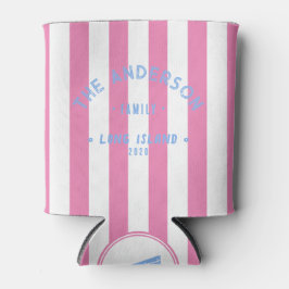 Seaside Pink Streifen & Familienname Dosenkühler