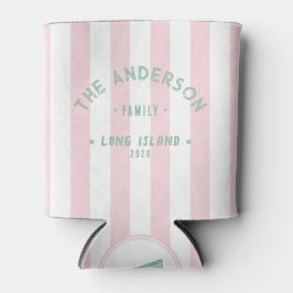 Seaside Pink Whisper Streifen & Familienname Dosenkühler