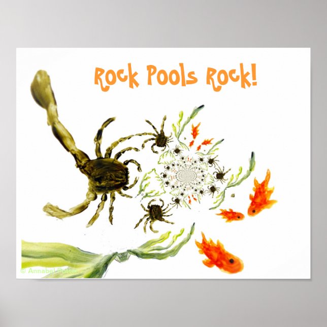 Seaside Rock Pool Funny Crabs Fisch Poster (Vorne)