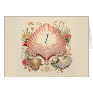 Seaside Seashell Art Deco Tischnummer Falten