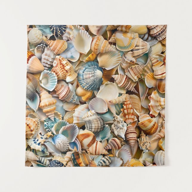 Seaside Seashells Art Tapestry Wandteppich (Vorderseite)