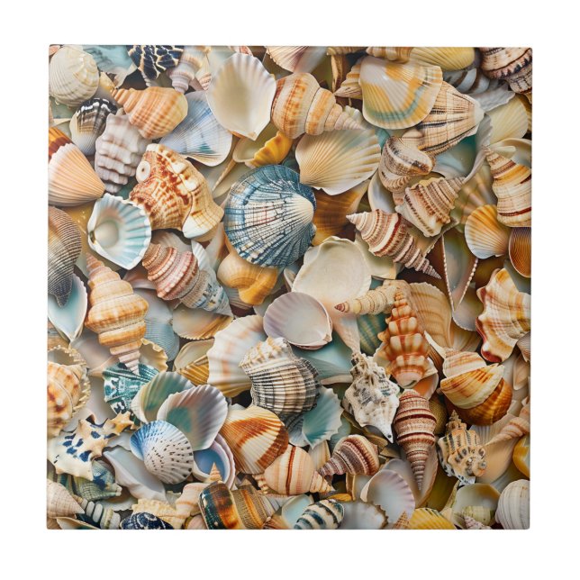 Seaside Seashells Keramik Tile Fliese (Vorderseite)