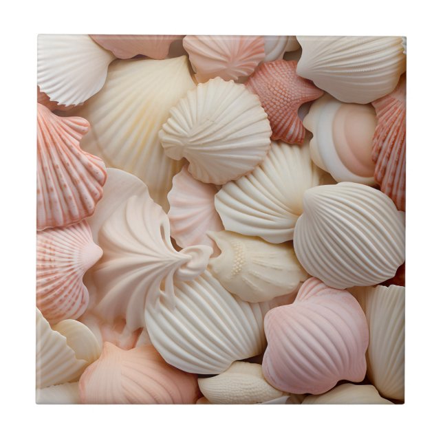 Seaside Seashells Keramik Tile Fliese (Vorderseite)