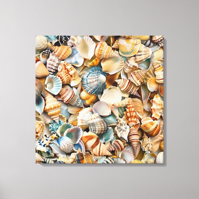 Seaside Seashells Wrapped Canvas Art Leinwanddruck (Vorderseite)
