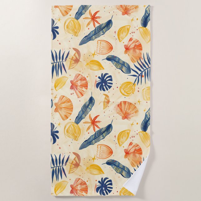 Seaside Sketchbook Retreat Beach Towel Strandtuch (Vorderseite)